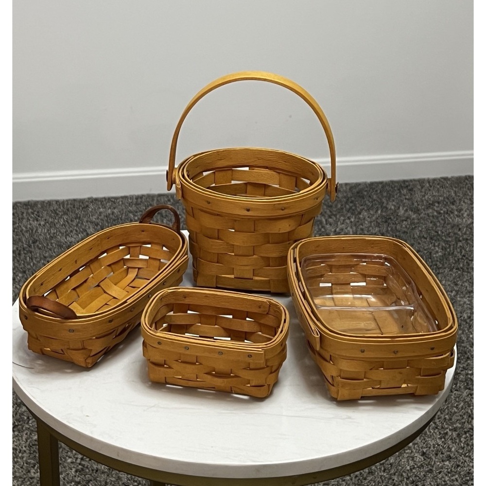Longaberger Assorted Lot of 4 Baskets Booking Lavender Business Card Small Loaf